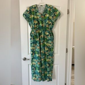 World Market Green and White Fabric